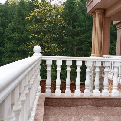 outdoor White Marble Staircase Railing Balustrade , External Stair Balustrade