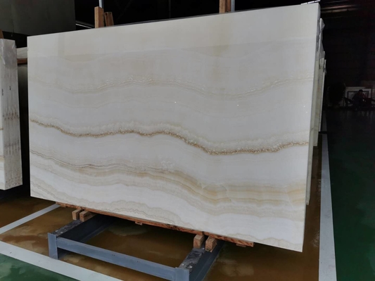 Wooden White Backlit 16mm Jade Onyx Slab For Wall Panel