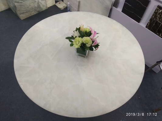 Ice Age Onyx White Marble Onyx Backlit Semi Precious Stone Table Tops