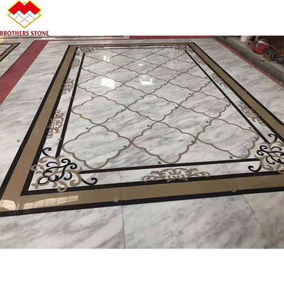 Sunny White Waterjet Medallion Marble Carpet Design