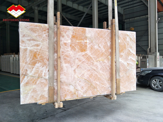 Backlit Ice Age Onyx Marble Wall Panel Translucent Onyx Slab Agate Stone