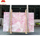 Backlit Ice Age Onyx Marble Wall Panel Translucent Crystal Pink Onyx Countertop