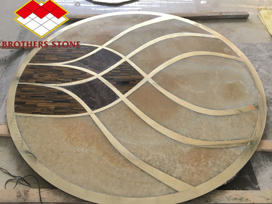 Custom Mosaic Floor Water Jet Medallion Natural Wall Decoration Marble