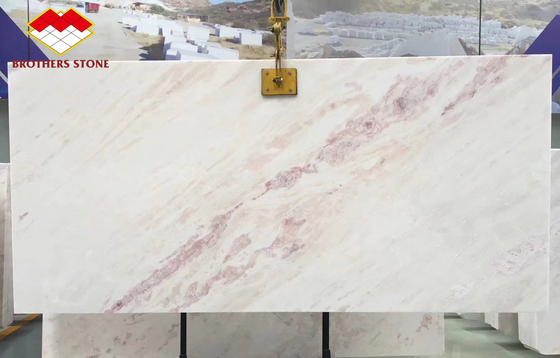 Backlit Pink Vein White Marble Tile Natural Rose Rainbow Onyx