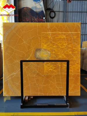 Translucent Honey Onyx Slab Amber Marble Antique Bookmatch Orange