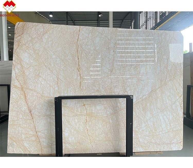 Polished Spider Golden Marble Slab Ideal for Modern Villa Wall Floor Graphic Design