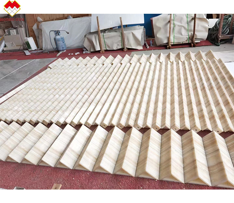 Indoor Lavabo Component Translucent White Gold Vein Wood Look Onyx Marble Slab for Grade Wall and Floor Tiles