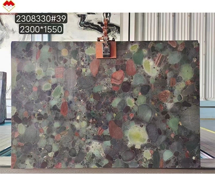 Four-Season Brazil Green Quartzite Stone Multicolor Granite Table and Wall Decoration Panel Customized for Indoor