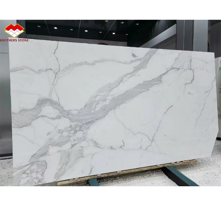 Modern Design Italy White Calacatta Marble Slab for Kitchen Countertop and Wall Panel