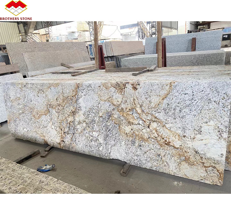 Luxury Gold Granite Stone Big Slabs Honed Polished for Villa Staircase Graphic Design