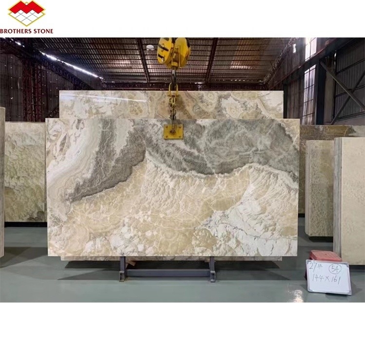 Polished Translucent Onyx Stone Modern Design for Natural Backlit Jade Ink Marble Big Slab