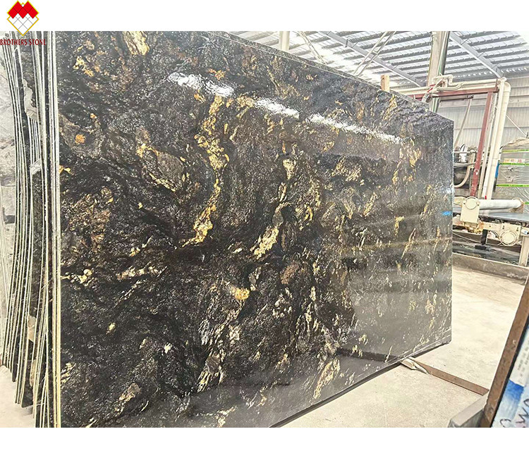 Customized Luxury Black Gold Veins Quartzite Stone Vanity Top for Kitchen and Bathroom