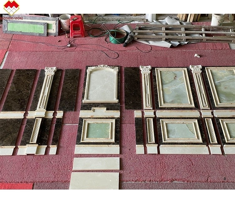Polished Cream Beige Green Onyx Marble Wall Cladding Modern Design for Villa Background
