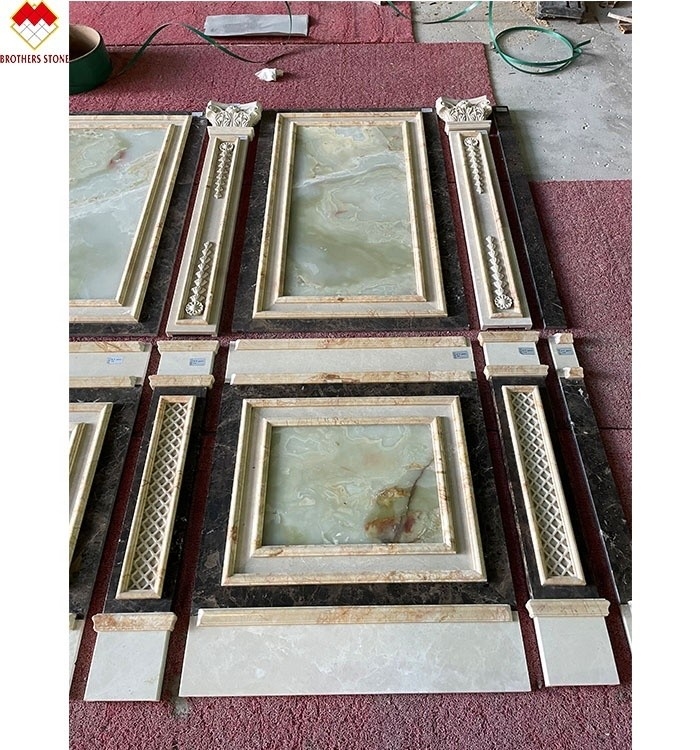 Big Slab Emperador Marble Wall Panel Design Carved Column for Cream Beige Marble Slab