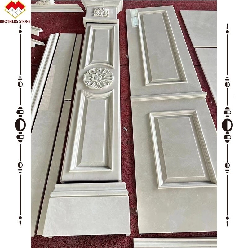 Light Beige Marble Wall Panel and Marble Carving Column for Modern Background Display