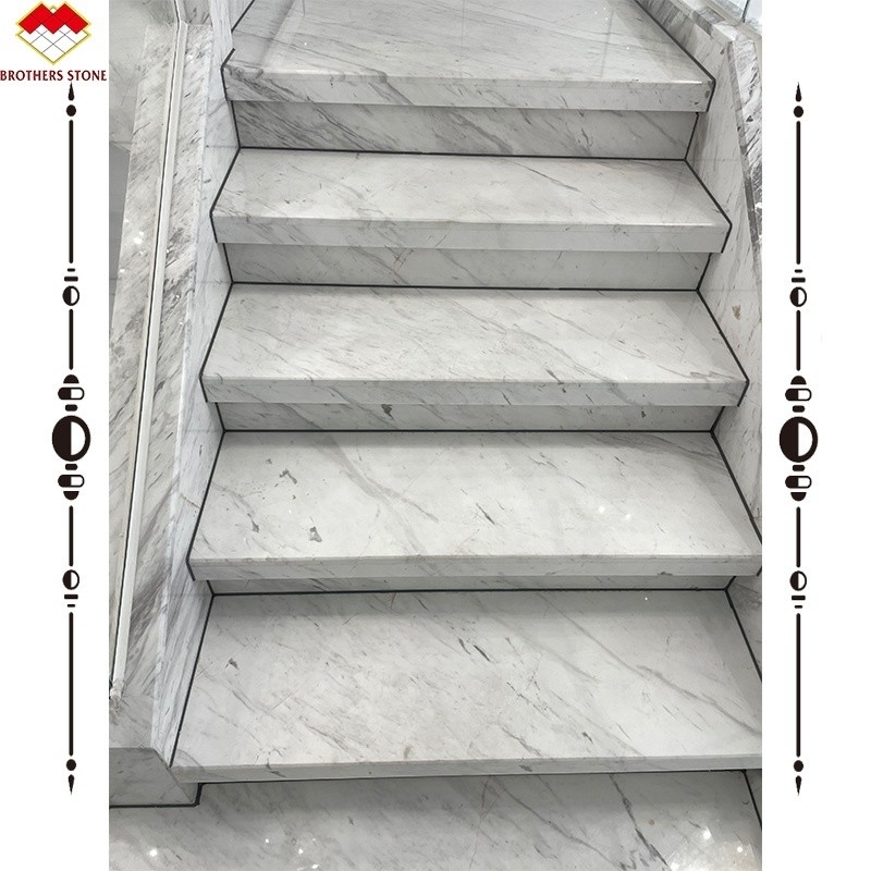Easy Installation Luxury White Stone Volakas Marble Staircase for Hotel Decoration