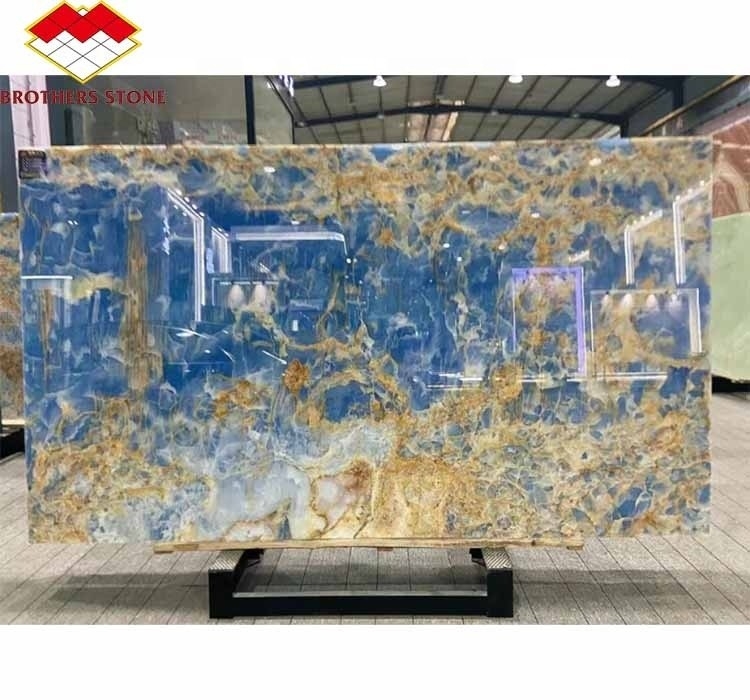 Natural Translucent Onyx Slab Modern Blue Onyx Marble Stone for Bathroom Wall and Floor