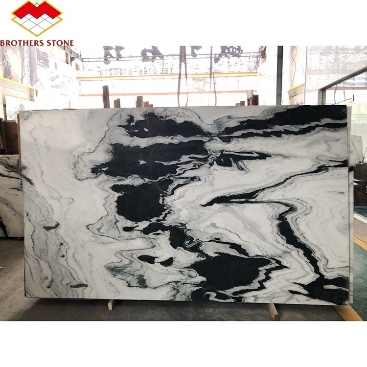 Polished Panda White Marble Slab Tile Modern and Popular for Staircase Table Countertop
