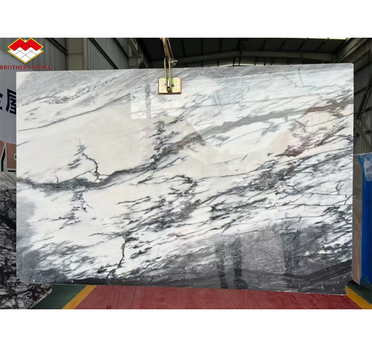 Snow Mountain White Marble Big Slab for Modern Design Dining Table Top Natural Stone