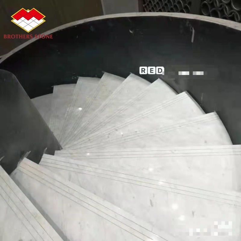 Customized Size European Design Interior White Marble Carved Stair Treads And Risers