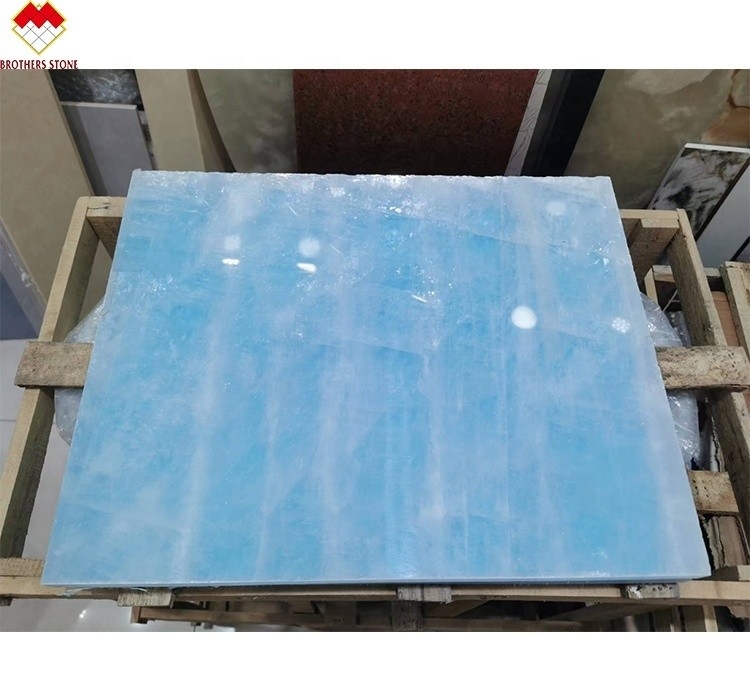 Modern Floor Revolution Translucent Blue Jade Onyx Stone Tiles for Wall and Floor