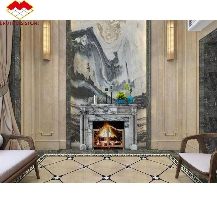 Indoor Fragrant Snow Plum Fireplace Surround in Arched French Style Stone for York Homes