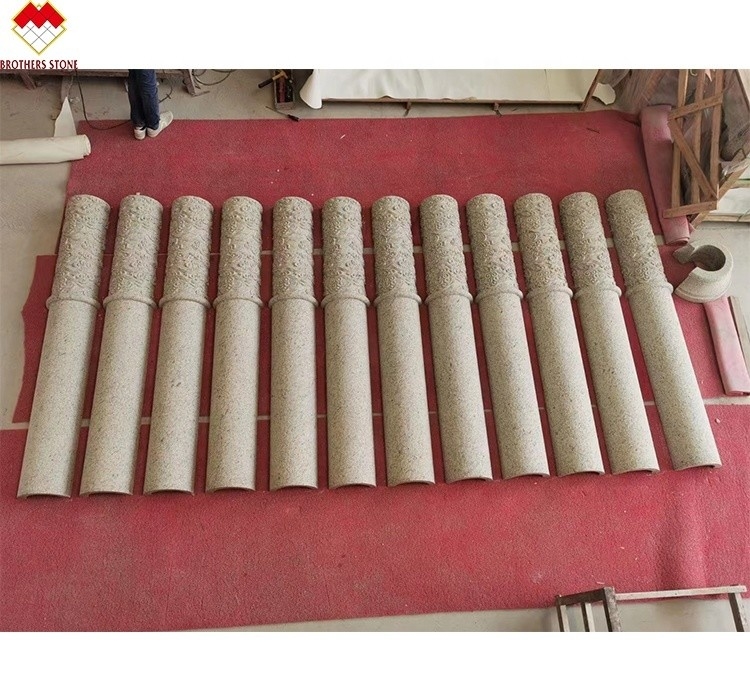 Natural Stone Relief Column for Outdoor Hollow Pillar Design in Hotel Decoration