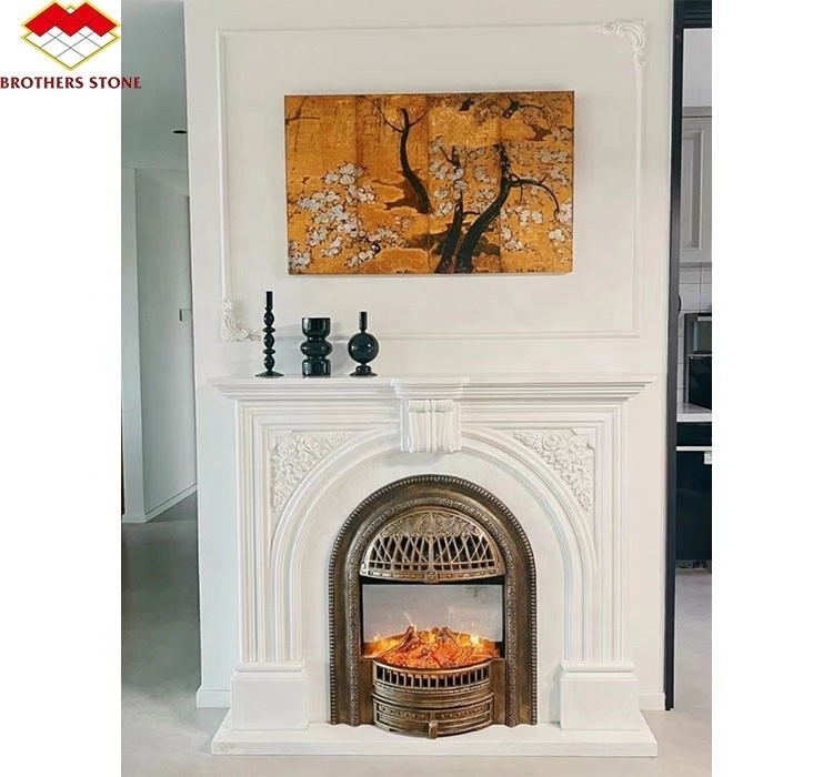 Modern Italian Style Marble Fireplace Mantel Indoor Decorative Stone Fireplace in Granite